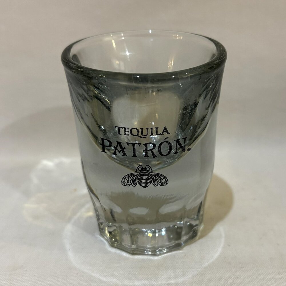 Patron Tequila Shot Glass Thick-Walled Heavy Glass Weighted Bottom